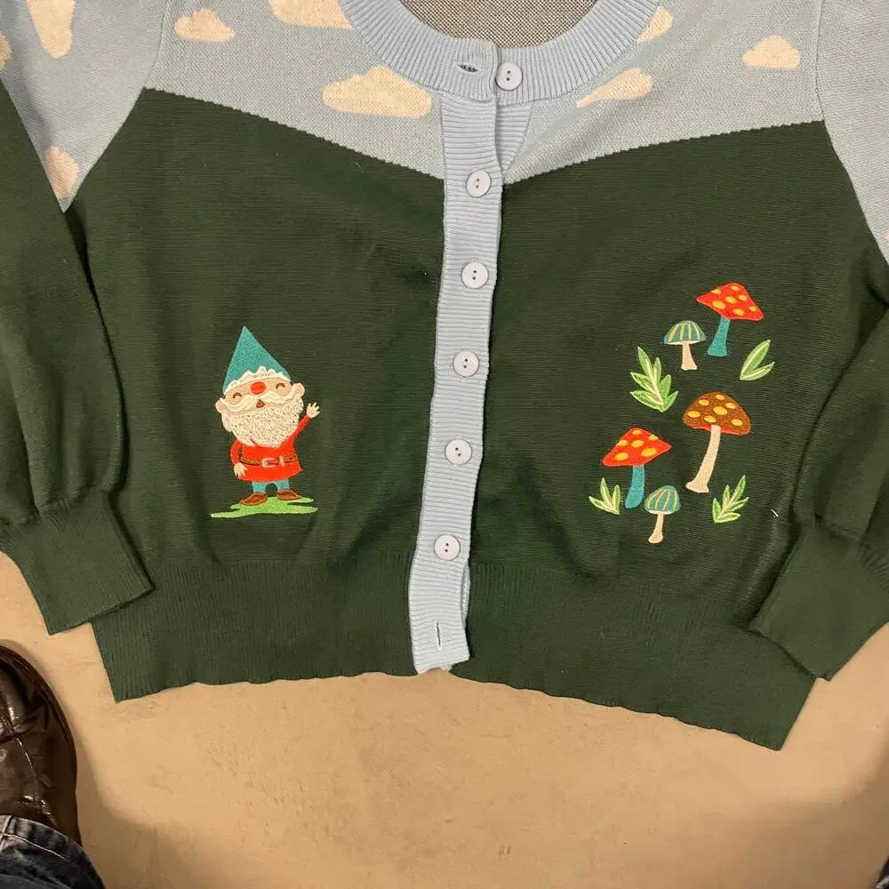 Y2K cloud landscape cardigan sweater